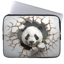 Panda Cracks Hole Art Panda Smashed Wall 3D