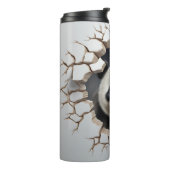 Panda Cracks Hole Art Panda Smashed Wall 3D Thermosbecher (Nach links gedreht)