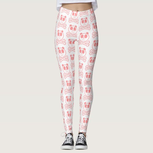 Panda Cross Bone - Rosa Leggings (Vorderseite)