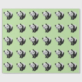 Panda Cub Green Geschenkpapier (Flach)