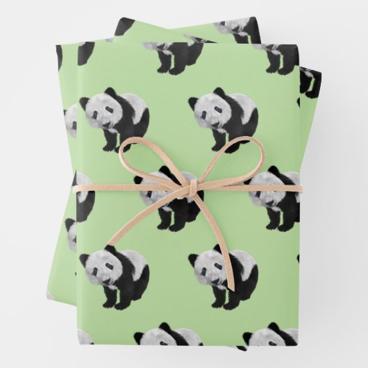 Panda Cub Green Geschenkpapier Set (Beispiel)