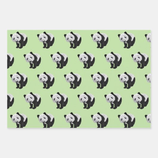 Panda Cub Green Geschenkpapier Set (Vorderseite)