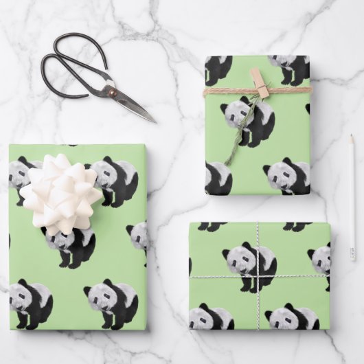 Panda Cub Green Geschenkpapier Set (Vorderseite)