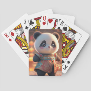 Panda Cub in traditioneller chinesischer Kleidung Spielkarten