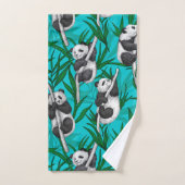 Panda Cubs auf Türkis Badhandtuch Set (Handtuch)