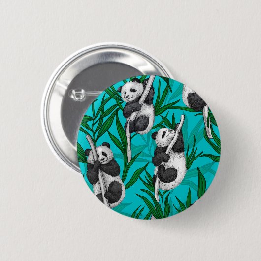 Panda Cubs auf Türkis Button (Vorne & Hinten)