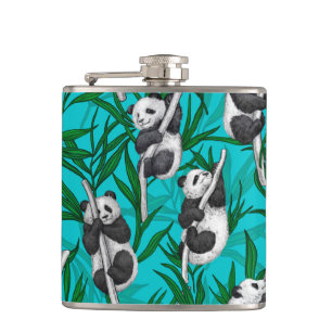 Panda Cubs auf Türkis Flachmann