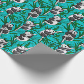 Panda Cubs auf Türkis Geschenkpapier (Ecke)