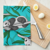 Panda Cubs auf Türkis Geschirrtuch (Viertel Falte)