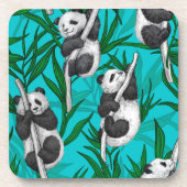 Panda Cubs auf Türkis Getränkeuntersetzer (Vorderseite)