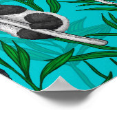 Panda Cubs auf Türkis Poster (Ecke)