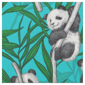 Panda Cubs auf Türkis Stoff (Nahaufnahme)