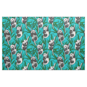 Panda Cubs auf Türkis Stoff