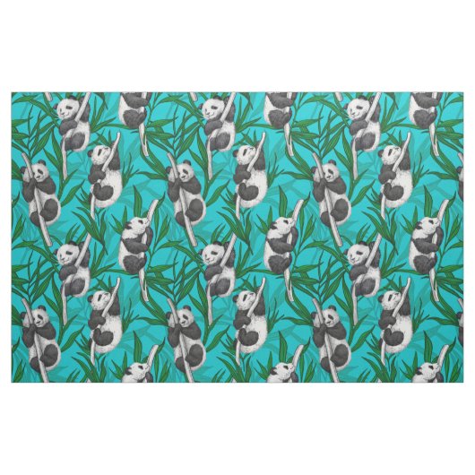 Panda Cubs auf Türkis Stoff (Fat Quarter (45,7 x 55,9 cm))