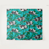 Panda Cubs auf Türkis Wandteppich (Vorderseite (Horizontal))