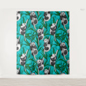 Panda Cubs auf Türkis Wandteppich (Vorderseite)