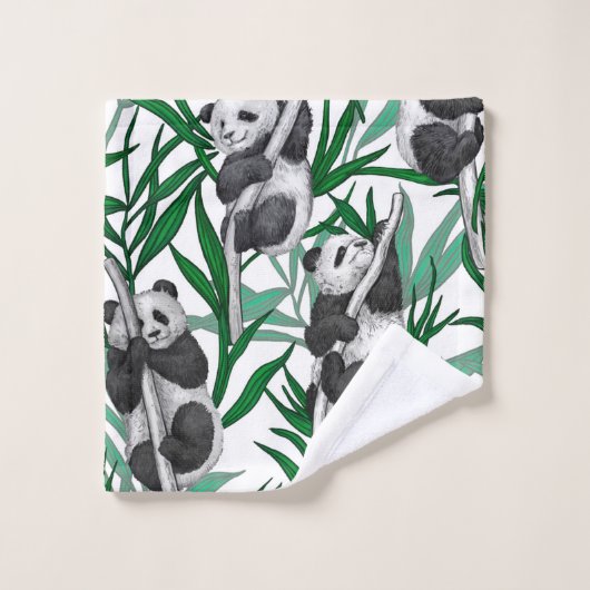 Panda cubs on badhandtuch set (Waschlappen)