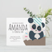 Panda Cupcake Sprinkles Geburtstag jede zeitliche Einladung (Stehend Vorderseite)