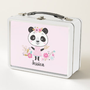 Panda Cute Pink Metall Brotdose