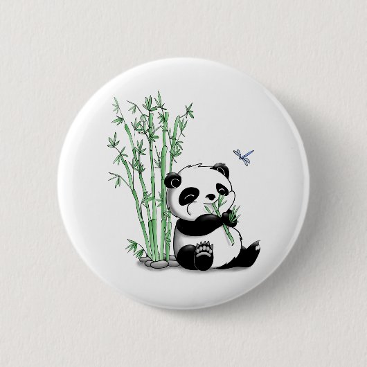 Panda, der Bambus isst Button (Vorderseite)