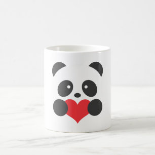 Panda, der eine Herz-Tasse hält Kaffeetasse