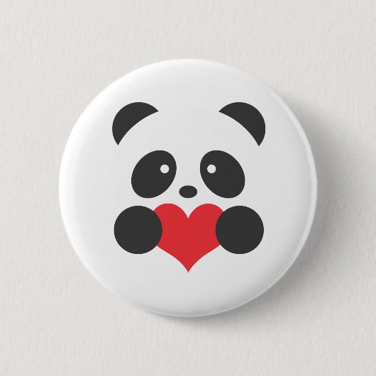 Panda, der einen Herzknopf hält Button (Vorderseite)