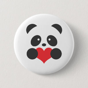 Panda, der einen Herzknopf hält Button