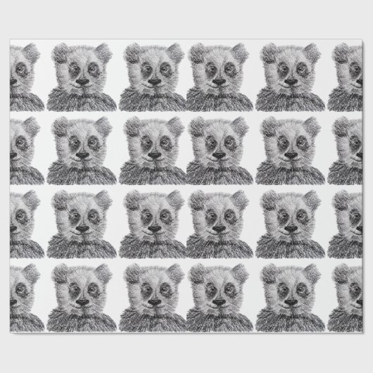 Panda, der Mattverpackungs-Papier, 30 in x 6 ft Geschenkpapier (Saum)
