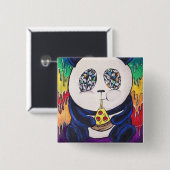 Panda, der Pizza isst Button (Vorne & Hinten)