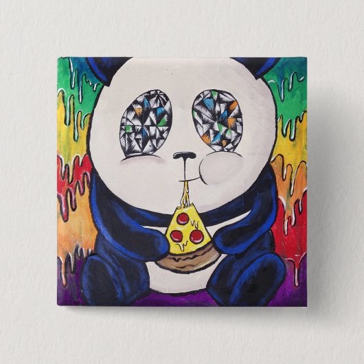 Panda, der Pizza isst Button (Vorderseite)
