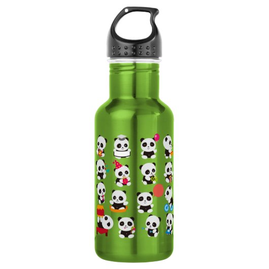 Panda Design Edelstahl Wasserflasche (Vorderseite)
