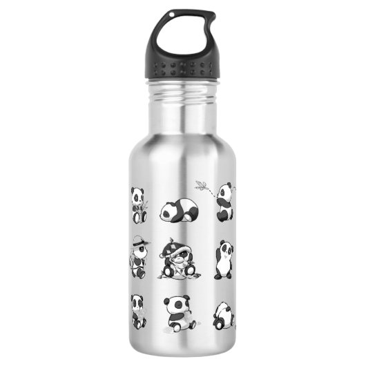 Panda Design Edelstahl Wasserflasche (Vorderseite)