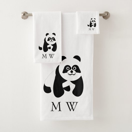 Panda Design Monogrammiert Badhandtuch Set (Insitu)