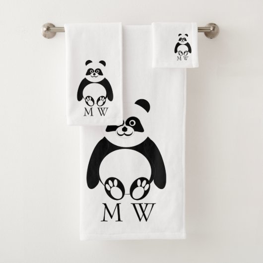Panda Design Monogrammiert Badhandtuch Set (Insitu)