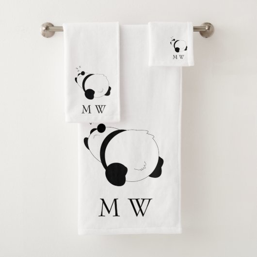 Panda Design Monogrammiert Badhandtuch Set (Insitu)