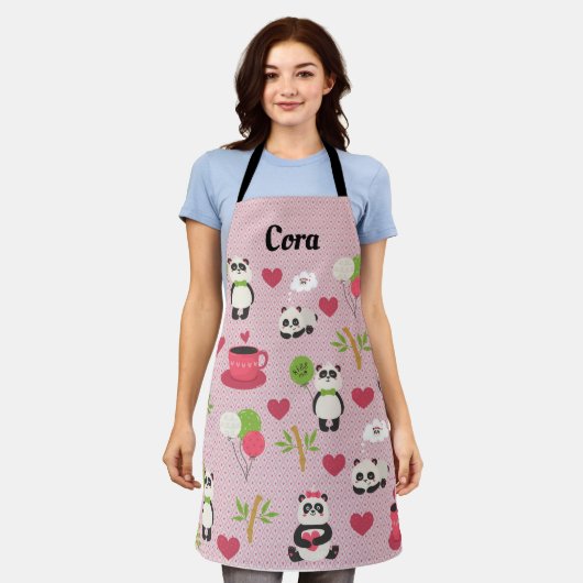 Panda Design Schürze mit Herzen (Getragen)