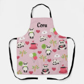 Panda Design Schürze mit Herzen (Vorderseite)