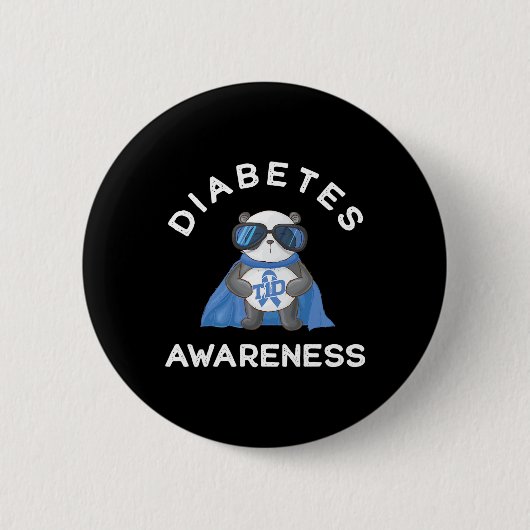 Panda Diabetic Typ 1 Diabetes Awareness Support K Button (Vorderseite)