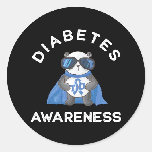Panda Diabetic Typ 1 Diabetes Awareness Support K Runder Aufkleber (Vorderseite)