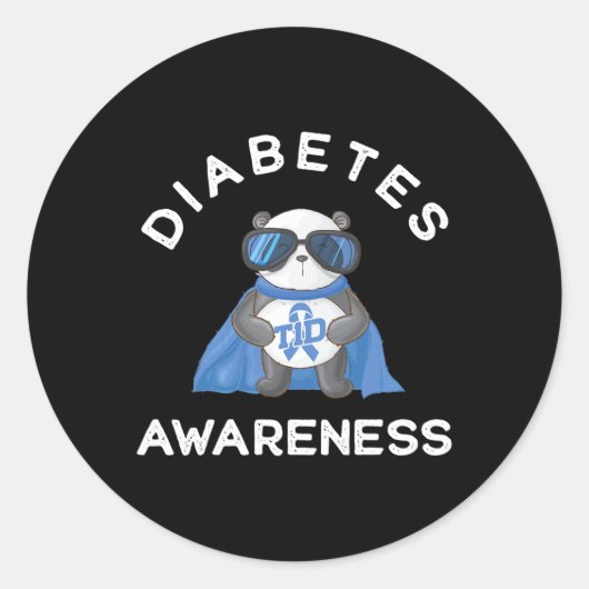 Panda Diabetic Typ 1 Diabetes Awareness Support K Runder Aufkleber (Vorderseite)