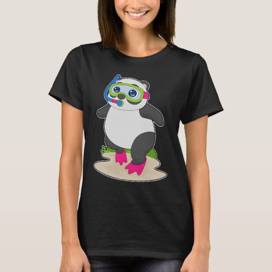 Panda Diver Snorkel Diving T-Shirt (Vorderseite)