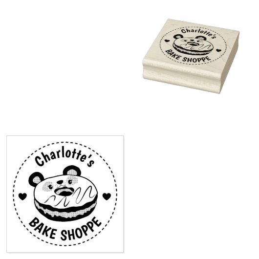 Panda Donut Bake Shop Logo Gummistempel (Stempel)
