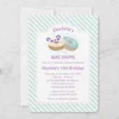 Panda Donut Lila und grüne Bäckerei Geburtstag Einladung (Vorderseite)