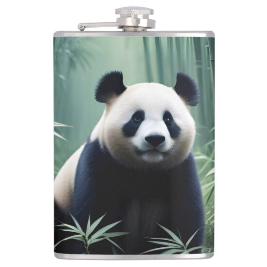 Panda Double Exposure Animal Nature Wilderness Art Flachmann (Vorderseite)