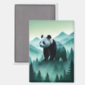 Panda Double Exposure Animal Nature Wilderness Art Magnet (Vorderseite/Rückseite)