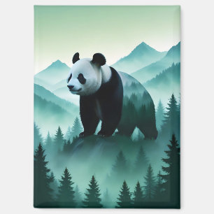 Panda Double Exposure Animal Nature Wilderness Art Magnet