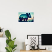 Panda Double Exposure Animal Nature Wilderness Art Poster (Heimbüro)