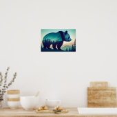 Panda Double Exposure Animal Nature Wilderness Art Poster (Küche)