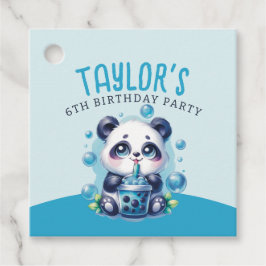 Panda Drinking Blue Boba Bubble Tea Geburtstagspar Geschenkanhänger