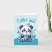 Panda Drinking Blue Boba Bubble Tee Dankeskarte (Vorderseite)